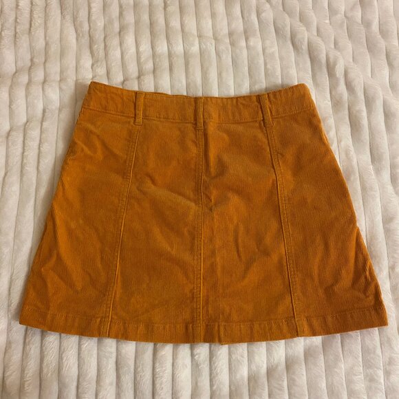 💛 Tan-Yellow Vintage Forever 21 Button Down Corduroy A-Line Skirt - Picture 3 of 4